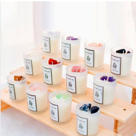 Bougie cristaux amour