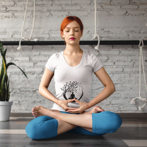 T-shirt-coton-bio-col-V-Yoga-tree-pour-Femme