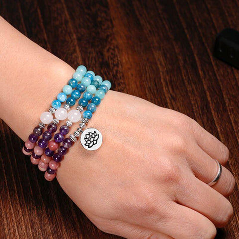 Collier Mâlâ en apatite et rhodochrosite – Un bijou pour l'apaisement émotionnel